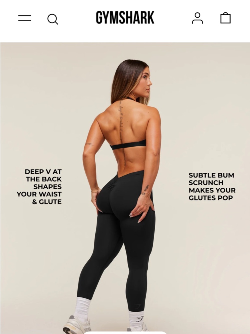 Gymshark Black Scrunch-Back High-Waist Leggings - Picture 6 of 14
